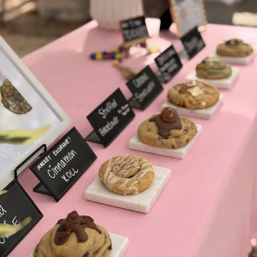 Market table setup featuring market-exclusive cookie options!
